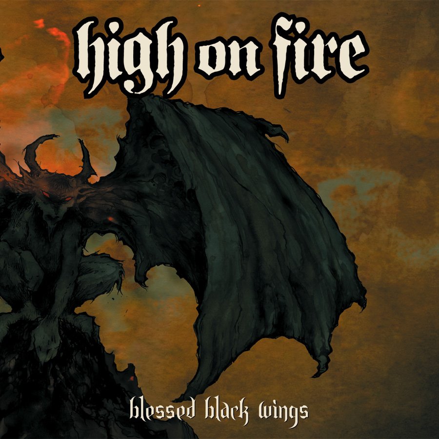 High On Fire – Blessed Black Wings – Aqua Blue & Halloween Orange Galaxy Merge Effect 2 LP