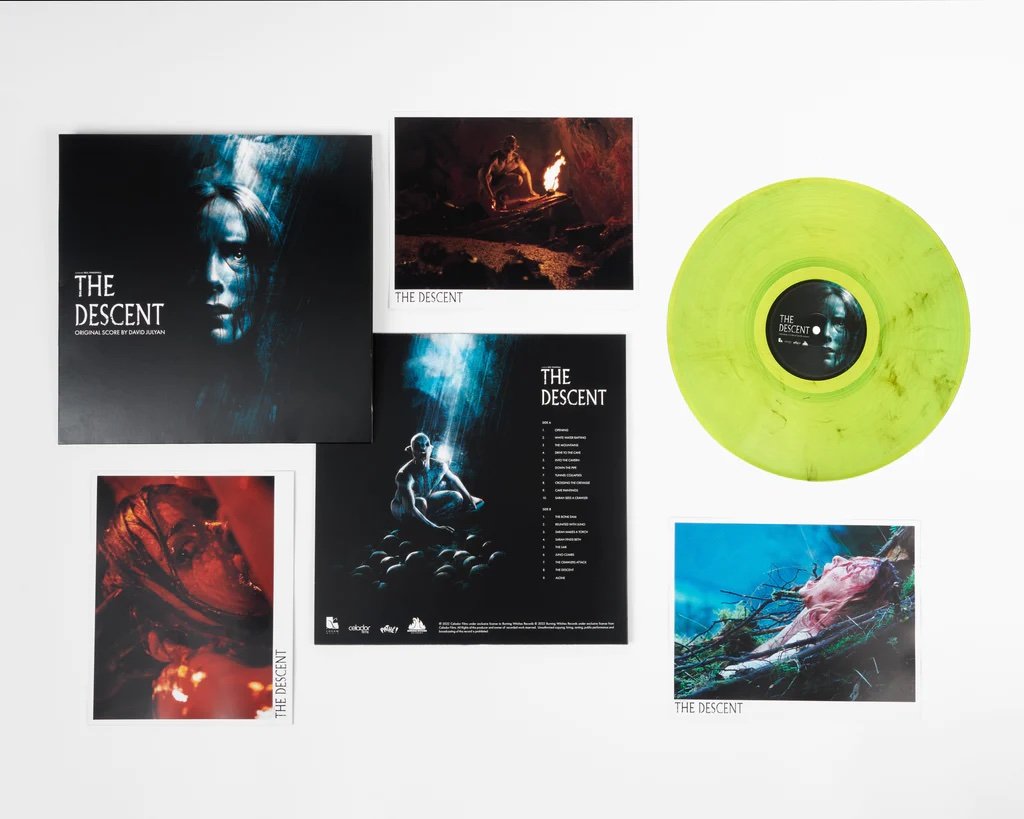 The Descent OST – David Julyan – Mondo Exclusive "Glow Stick" Green LP + 3 Lobby Cards